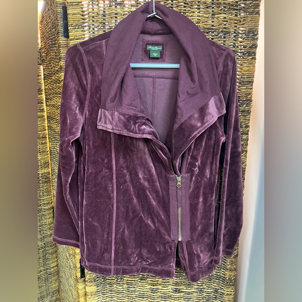 Eddie Bauer - Purple Velour - Low partial zipper - Size: PM, Pre-Owned